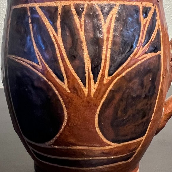Handcrafted Wheel-Thrown Earthy Tone Pottery Mug w/ Tree Motif ~ Artist Signed - Picture 9 of 9